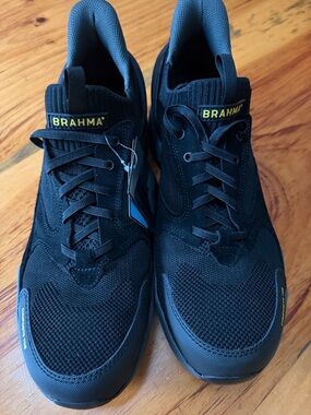 Brahma Black Work Sneakers with Yellow Logo Accent
